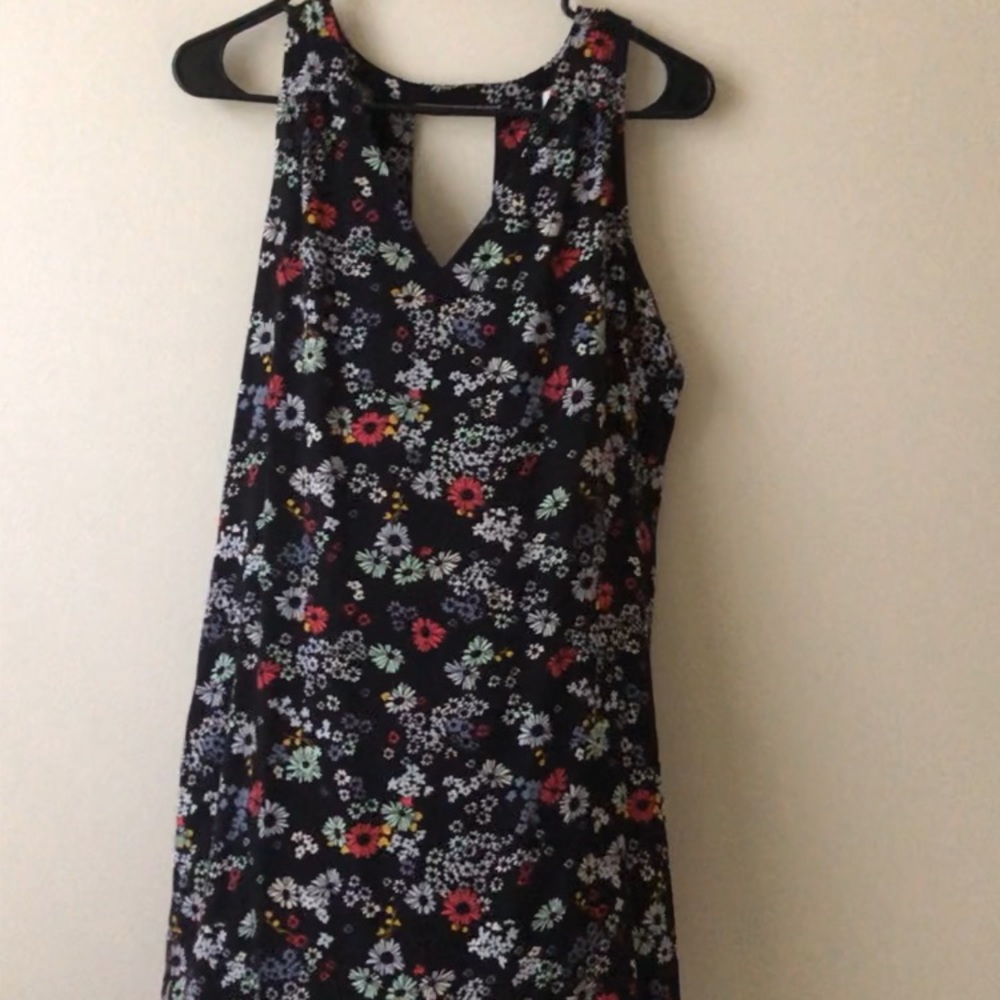 Black Mini Floral Printed Sleeveless Dress